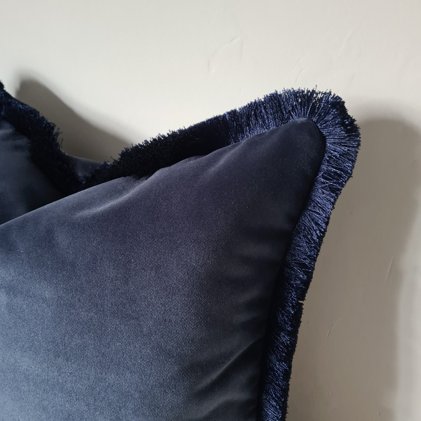 Navy Blue Fringe Cushion