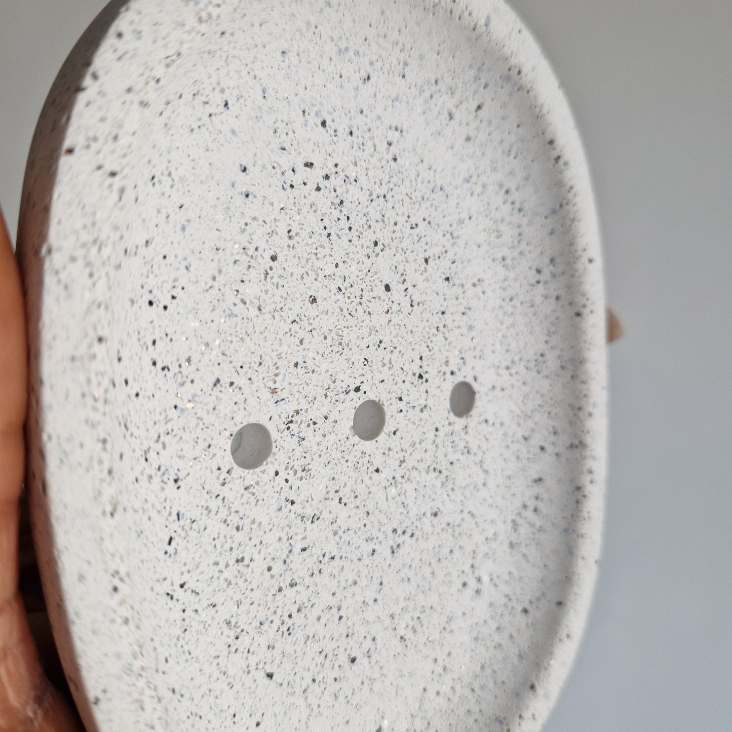 White Silver Granite Soap Dish 