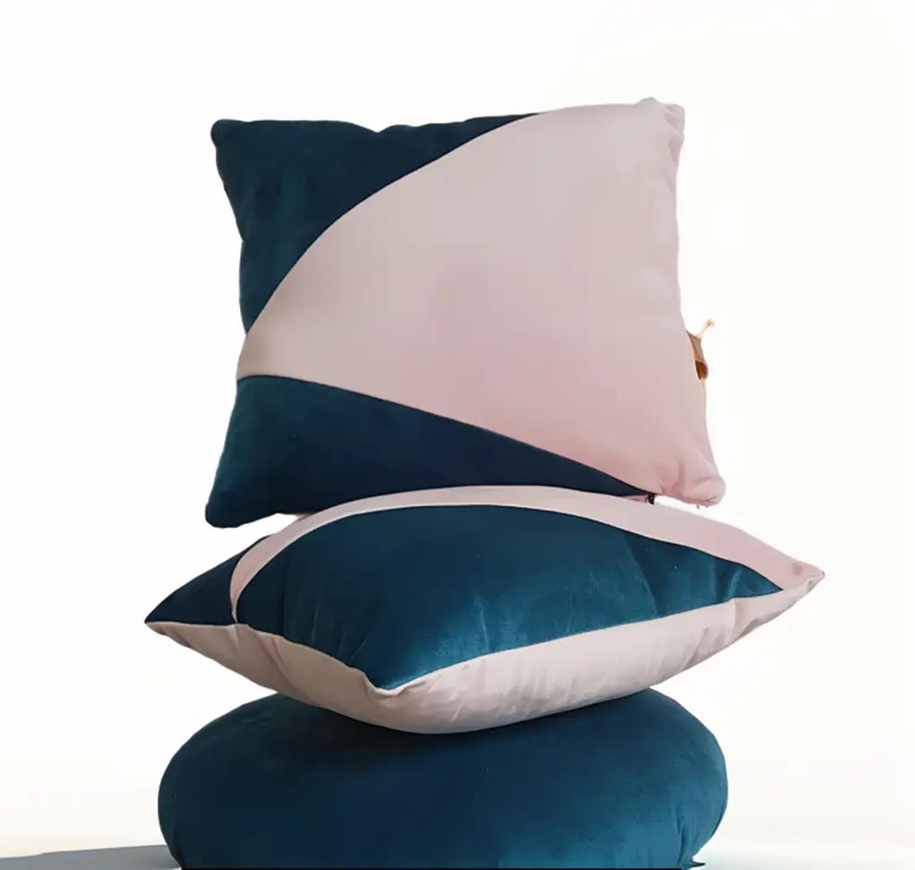 Blush and Teal Geo Velvet Cushion Set