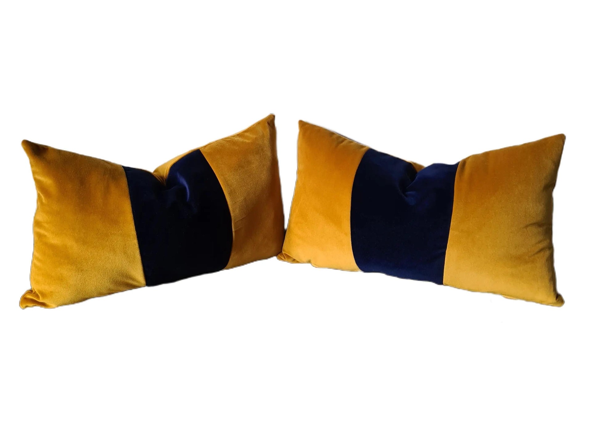 Ochre Gold & Midnight Blue Geo Cushion Set