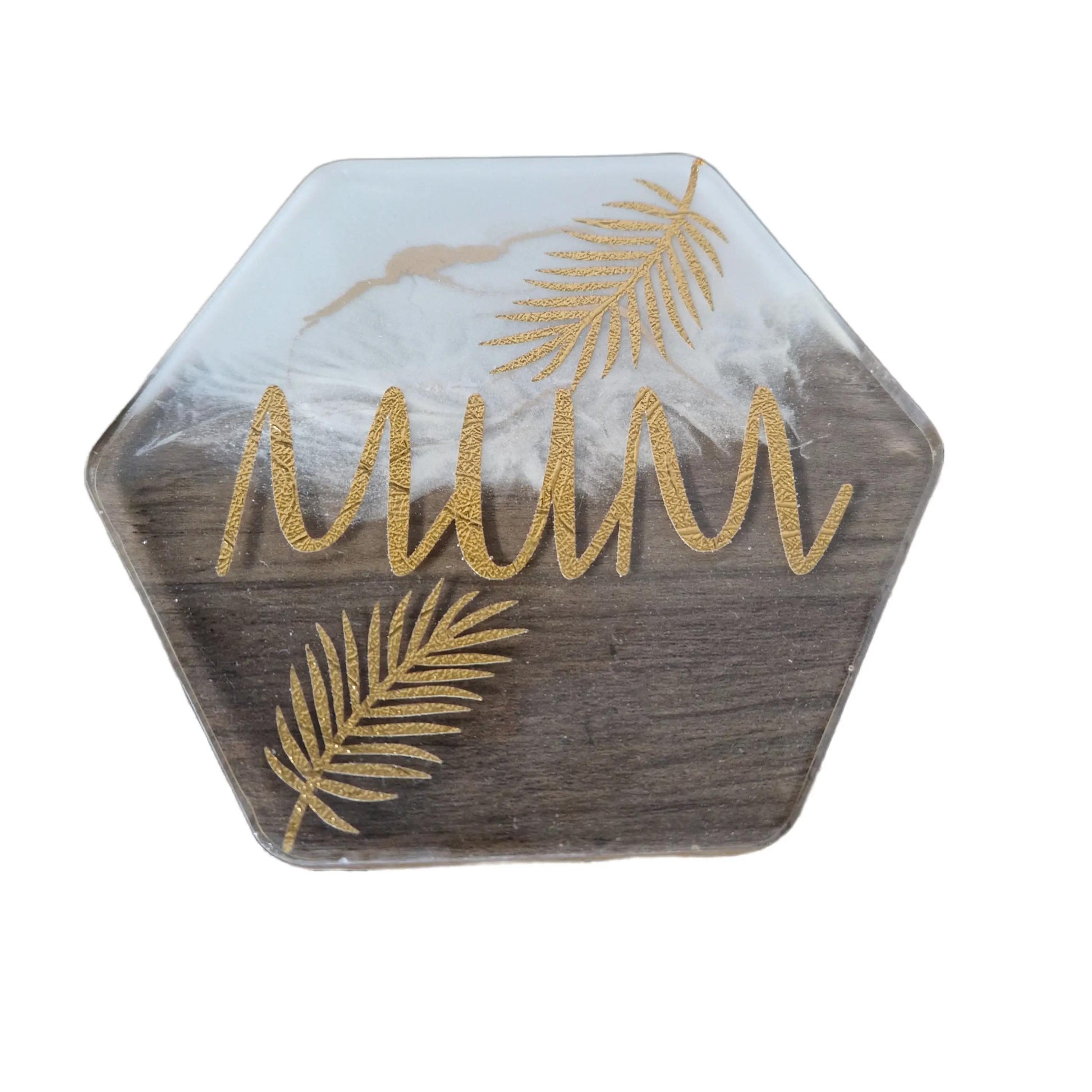 Resin Mum Coaster with Gold Palms