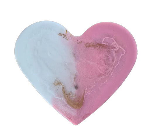 Pink White and Gold Love Heart Coaster