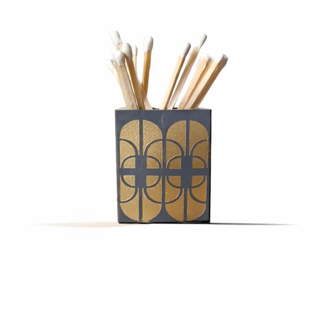 Art Deco Match Holder Pot w/ Strike Pad with matches