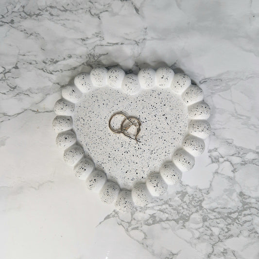 Jesmonite Granite Beaded Heart Trinket  Dish with Jewellery