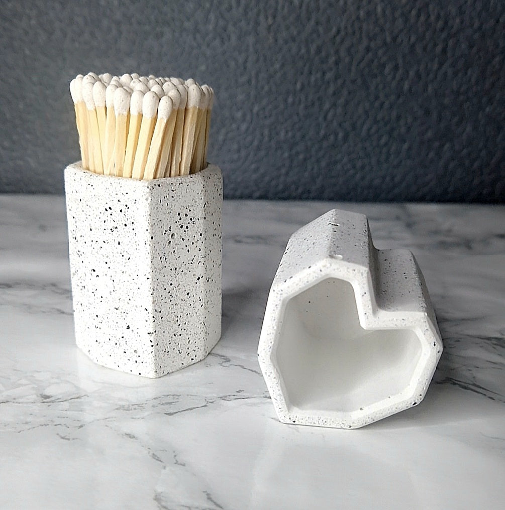 Heart Match Holder Pots filled with matches
