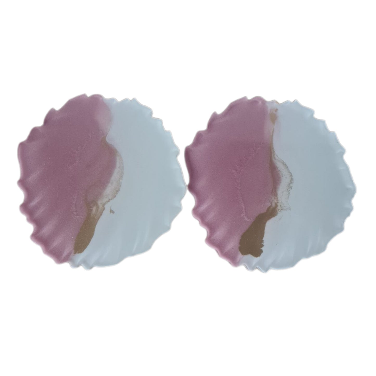 Blush Pink, White and Gold Resin Agate Coaster Set