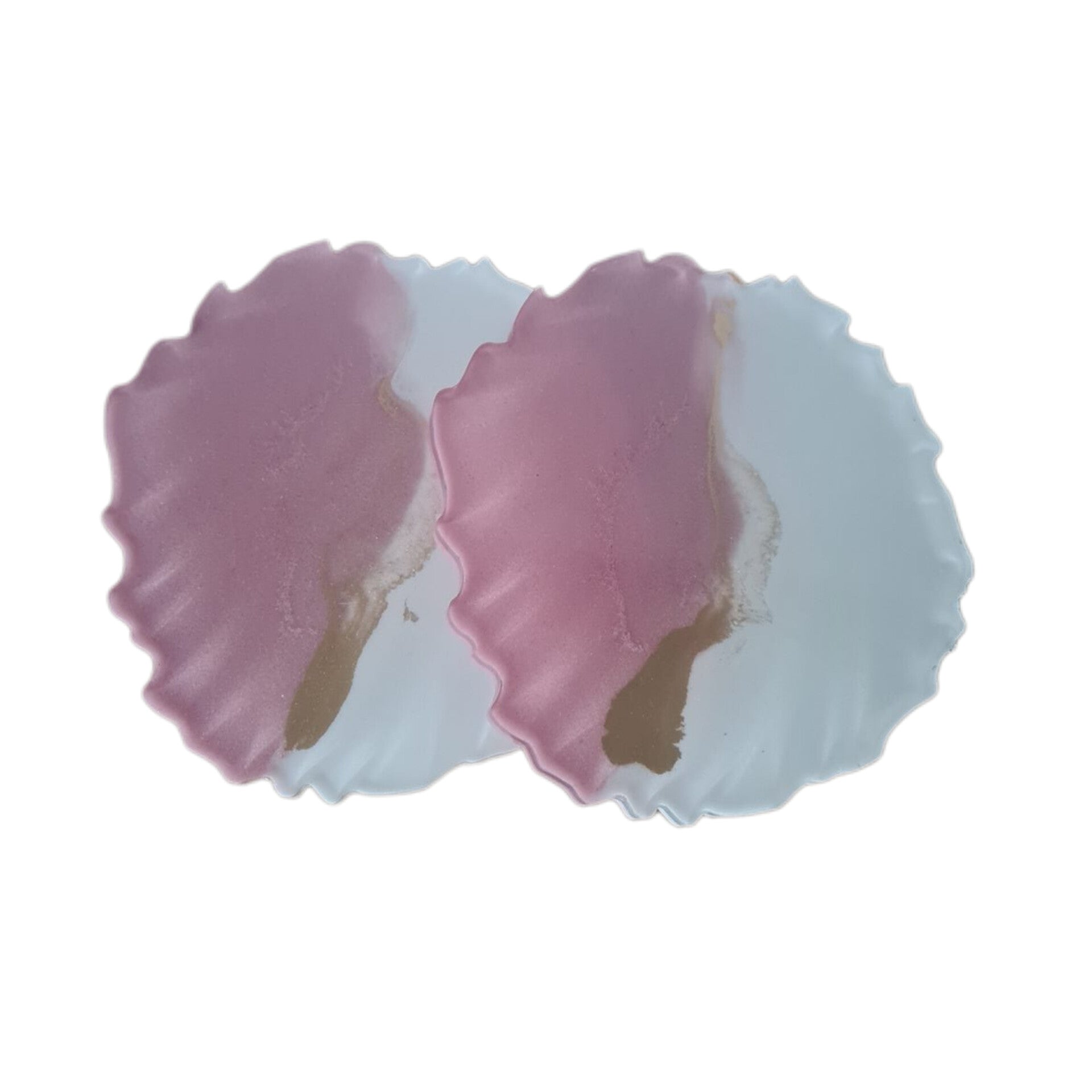 Blush Pink, White and Gold Resin Agate Coaster Set