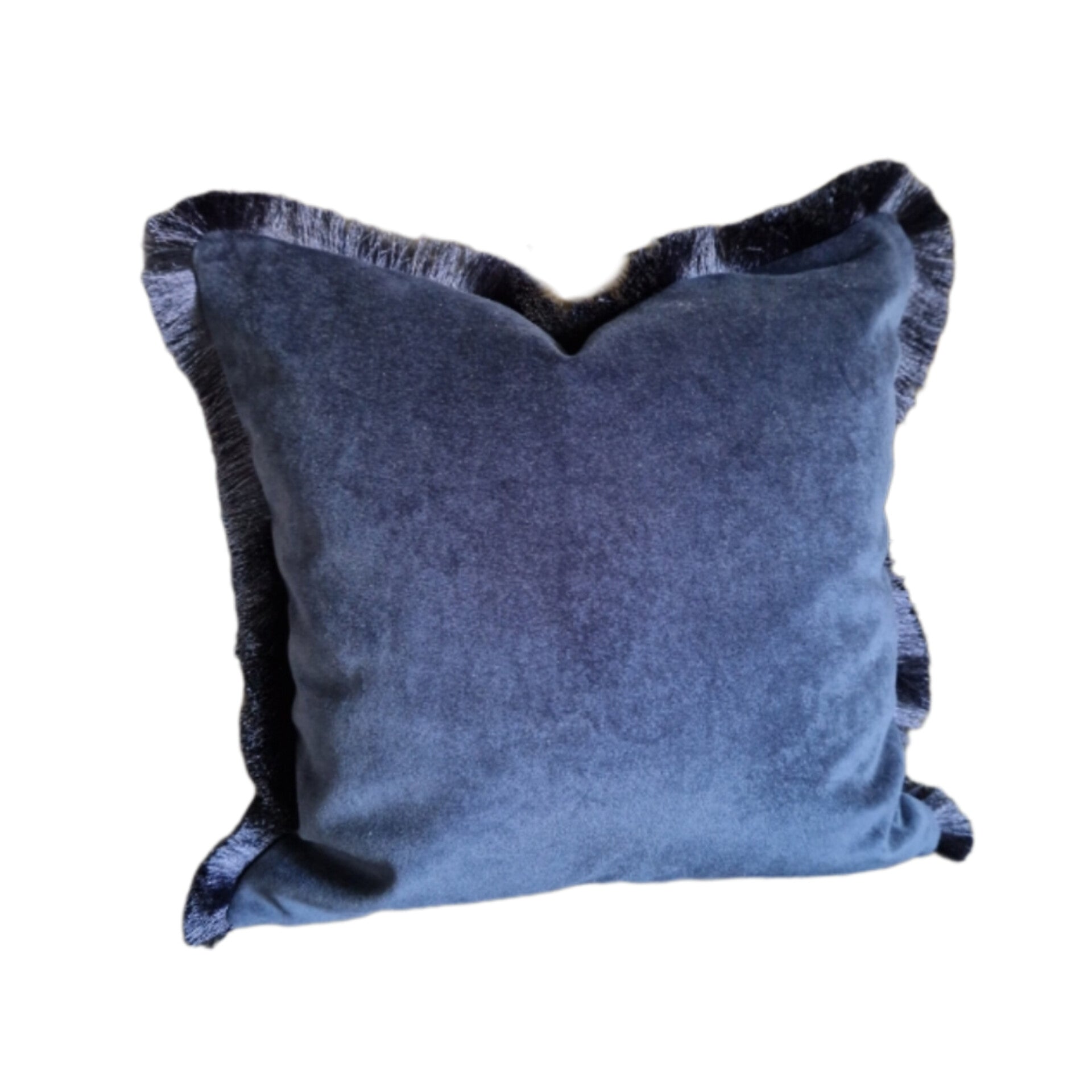 Navy Blue Velvet Tassel Cushion