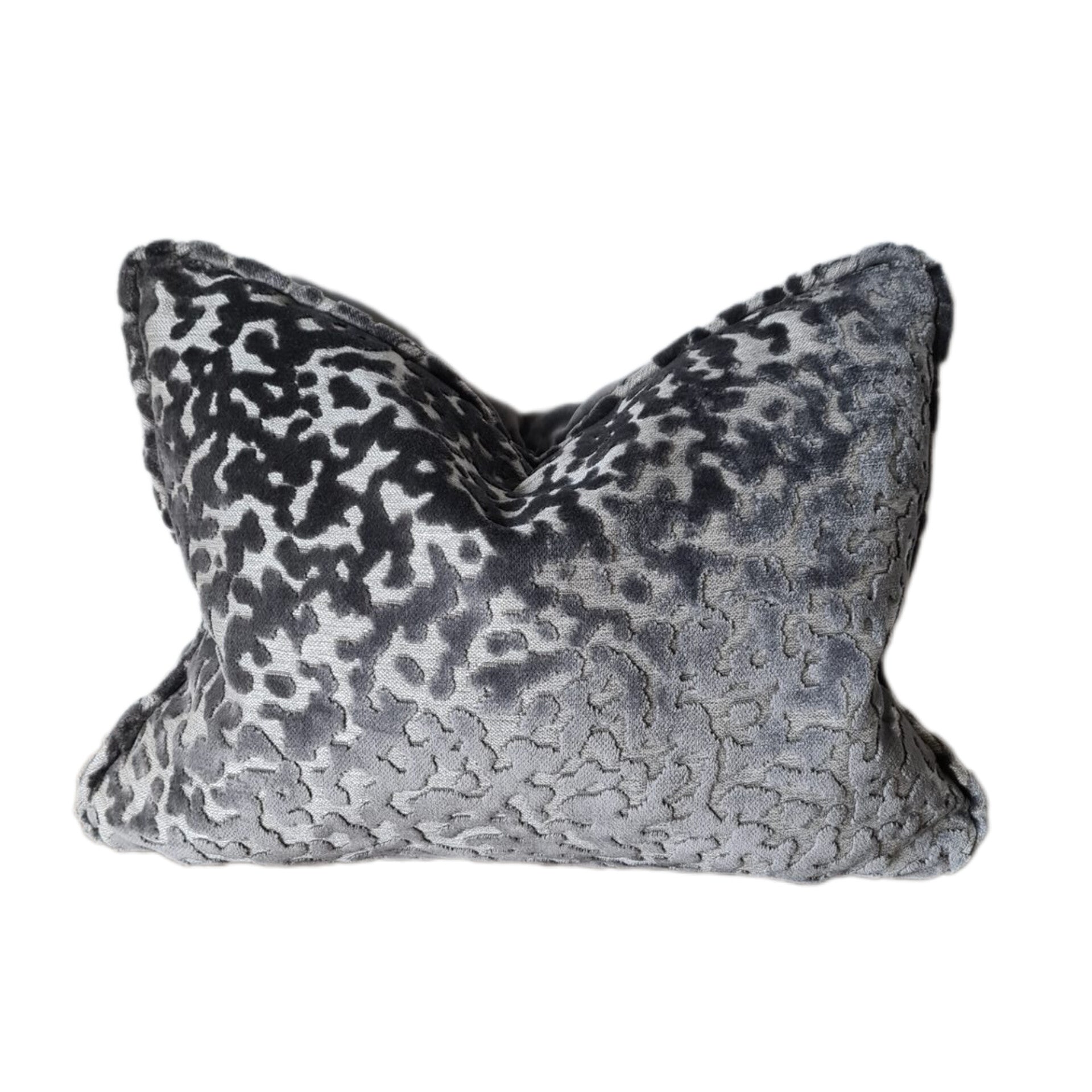 Grey Textured Chenille Piped Cushion