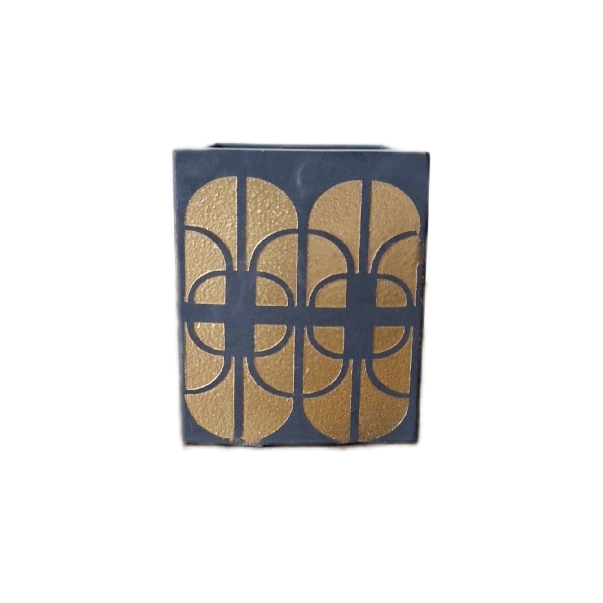 Cube Art Deco Match Holder Pot w/ Strike Pad