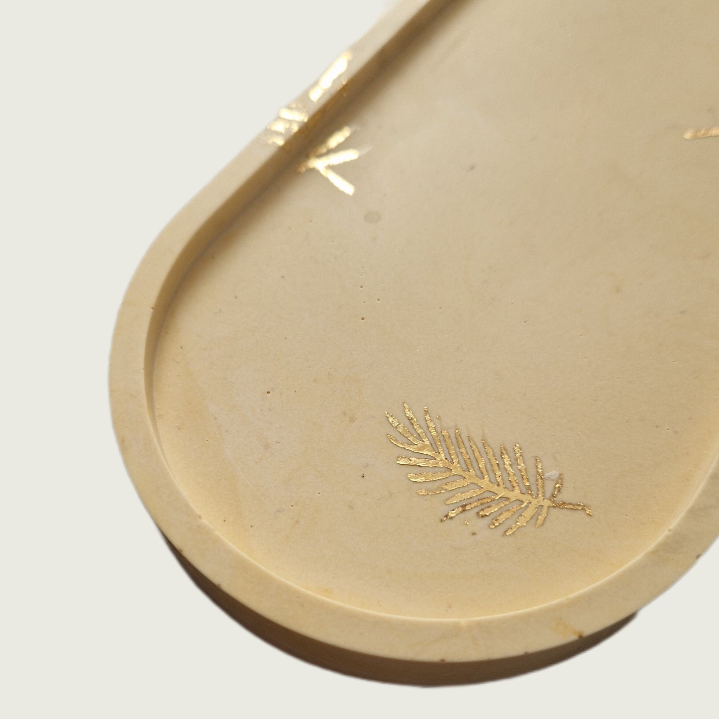 Yellow with Gold leaf palms Small Oval Tray