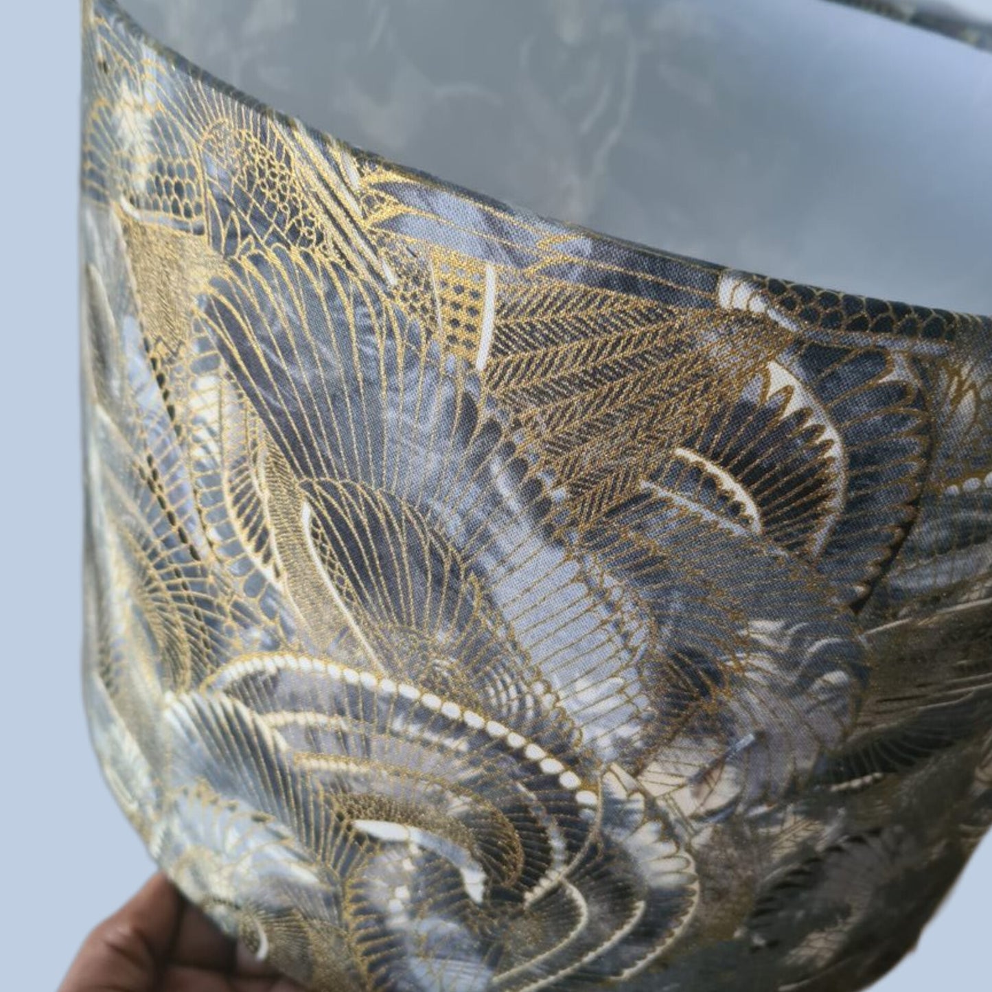 Grey and Gold Egyptian Wings Motif Lampshade