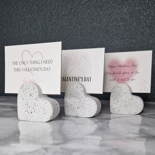 Jesmonite Granite Mini Heart Photo and Card Holder Set of 3