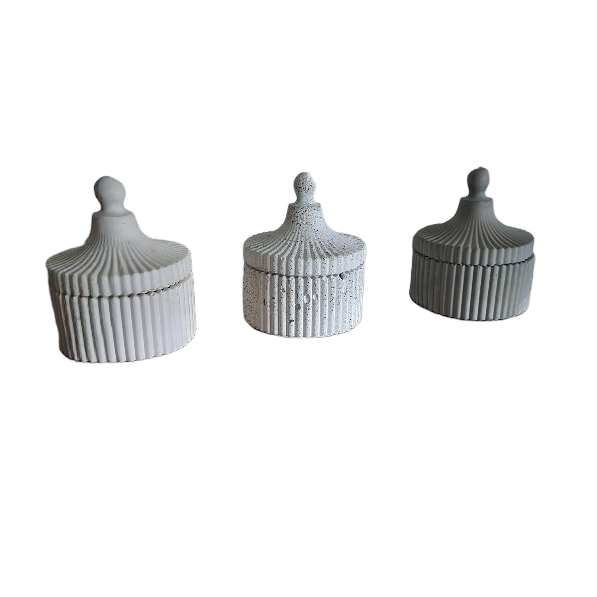 Ribbed Trinket Pots with Lid