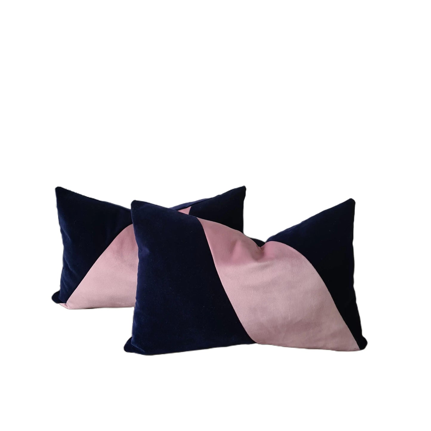 Midnight Blue & Blush Geo Velvet Cushion Set