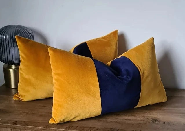 Ochre Gold & Midnight Blue Geo Cushion Set