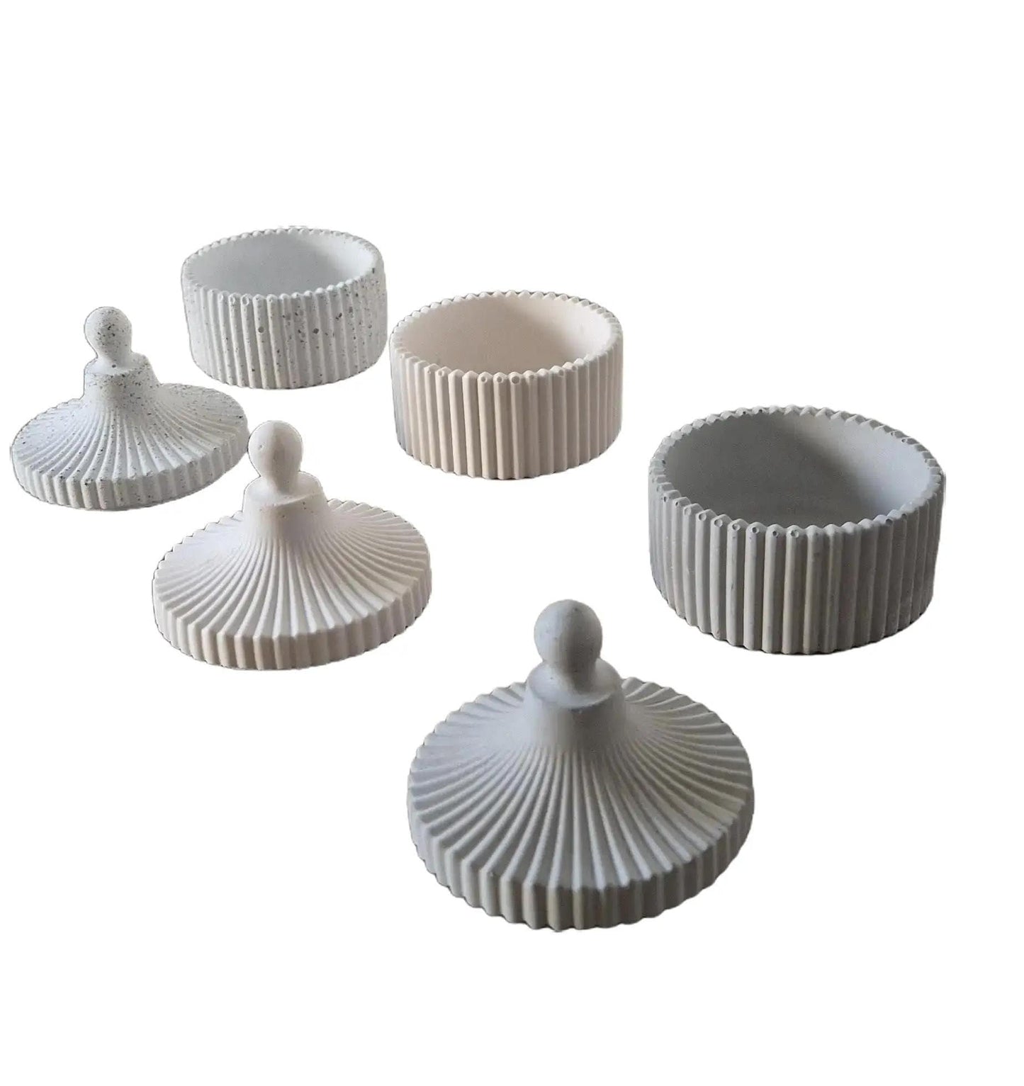 Ribbed Trinket Pots with Lid